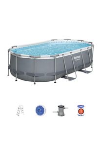 Bestway Pool SET Power Steel 56620, Grau, Wei&szlig;, Metall, Kunststoff, Uni, 250x100x424 cm, Freizeit & Co, Pools & Wasserspa&szlig;, Pools, Aufstellpools