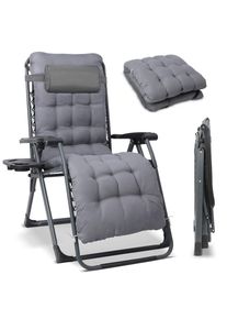 Modante Garten-Relaxsessel, Grau, Metall, Textil, 68x88x110 cm, klappbar, inklusive Armlehnen, Nackenkissen abnehmbar, Gartenm&ouml;bel, Gartenliegen, Liegest&uuml;hle