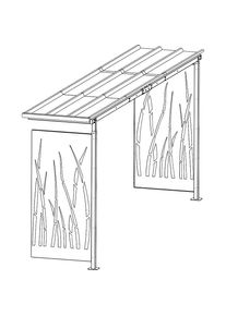 Fahrradunterstand, HxB 2360 x 5600 mm, Schilfrohr, Tiefe 1000 mm, Anbaueinheit Mottez