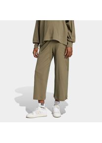 Trainingstights adidas Sportswear "RIB HIGH-WAIST 7/8- &ndash; UMSTANDSMODE", Damen, Gr. L, N-Gr, gr&uuml;n (olive strata, normal, gr.), Obermaterial: 95% Baumwolle, 5% Elasthan, Hosen Trainingstights