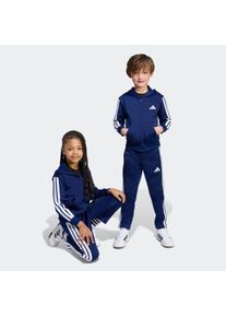 Trainingsanzug adidas Sportswear "ESSENTIALS KIDS", Damen, Gr. 104, blau (dunkelblau, wei&szlig;), Obermaterial: 100% Polyester, Sportanz&uuml;ge Trainingsanzug, mit 3-Streifen, aus weichem Trikotstoff, mit CLIMACOOL Technologie
