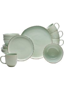 Kombiservice Van Well "Geschirr-Set Urban, 16-teilig", gr&uuml;n, 16 Stk., Steinzeug, Geschirr-Sets, Kombiservice, rund, sp&uuml;lmaschinen- und mikrowellengeeignet