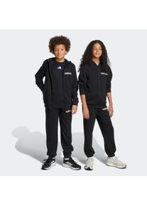 Trainingsanzug adidas Sportswear "ESSENTIALS KINDER", Damen, Gr. 152, schwarz-wei&szlig; (schwarz, wei&szlig;), Obermaterial: 52% Baumwolle, 48% Polyester, Sportanz&uuml;ge Trainingsanzug, zweiteilig, aus Baumwolle und Polyester, weiches French Terry