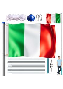 Monzana Fahnenmast Alu 650cm mit Italien-Flagge