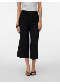 V&eacute;ro Moda Anzughose VERO MODA "VMELMA HW WIDE CULOTTE BELT PANT NOOS", Damen, Gr. M (38), L&auml;nge 30, schwarz, Web, Obermaterial: 95% Polyester, 5% Elasthan, unifarben, 7/8-L&auml;nge, Hosen Anzughose