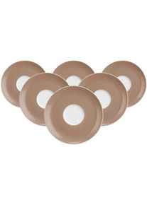 Untertasse SELTMANN WEIDEN "Kombiuntertassen Liberty Pure Colors &oslash; 16 cm 6er Set", braun (cocoa braun), B:16,1cm H:2cm T:16,1cm &Oslash;:16,1cm, Speiseteller, Untertasse, Sp&uuml;lmaschinenfest, Mikrowellensicher, Ofenfest