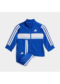 Trainingsanzug adidas Sportswear "SEASONAL ESSENTIALS TIBERIO 3-STREIFEN TRICOT KIDS", Jungen, Gr. 98, blau (royal blau, glow blau, wei&szlig;), Obermaterial: 100% Polyester, Sportanz&uuml;ge Trainingsanzug