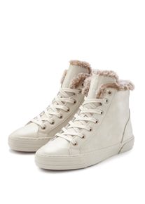 Stiefelette ELBSAND "Stiefel, Boots, Schn&uuml;rstiefelette, Sneaker, Schn&uuml;rschuh", Damen, Gr. 37, beige, Obermaterial: 94% Lederimitat, 6% Textilmaterial. Decksohle: 100% Textilmaterial. Futter: 100% Textilmaterial. Laufsohle: 100% Synthetik, unifarben, used, Schuhe Stiefelette, mit kuscheligem Futter VEGAN