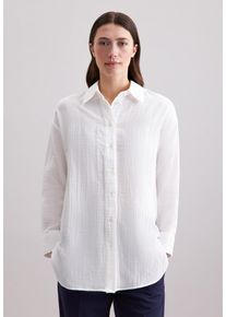 Longbluse Seidensticker, Damen, Gr. 3XL (46), ecru, 100% Baumwolle, unifarben, oversize, ohne Ausschnitt, Blusen Longbluse, 1/1 Kragen Uni