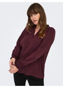 Shirtbluse Only CARMAKOMA "CARMETTA LIFE V-NECK TOP WVN NOOS", Damen, Gr. 48, lila (tawny port), Web, Obermaterial: 100% Polyester, unifarben, regular fit normal, V-Ausschnitt, B&uuml;ndchen, Blusen Shirtbluse, Kunstfaser, regular fit