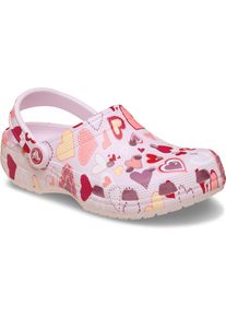 Clog Crocs "Classic Vday Clog", Damen, Gr. 41, rosa, pink milk hearts, Croslite&trade;, kontrastfarbene Details, Schuhe Clog, Sommerschuh, Strandschuh, Hausschuh mit Fersenriemen