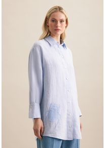 Longbluse Seidensticker "Schwarze Rose", Damen, Gr. L (40), blau, 100% Leinen, unifarben, oversize, ohne Ausschnitt, Blusen Longbluse, 1/1 Uni