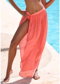 Wickelrock Bruno Banani, Damen, Gr. 46, koralle, Cr&ecirc;pe, Obermaterial: 60% Viskose, 40% Polyester, transparent, unifarben, figurumspielend lang, R&ouml;cke Wickelrock, aus b&uuml;gelfreier Cr&ecirc;peware, Topseller