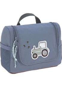 L&auml;ssig Kulturbeutel L&Auml;SSIG "Adventure, Tractor, Mini Washbag", M&auml;dchen, Gr. B/H/T: 20cm x 15cm x 7cm, blau (denim, jeansblau, braun), Polyester, Taschen Kulturbeutel, zum Aufh&auml;ngen; PETA-approved vegan