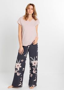 Pyjama avec pantalon large - rose - taille 42/44 (M) - 100% coton - bonprix