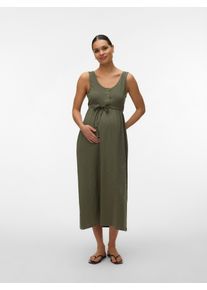 Tr&auml;gerkleid MAMALICIOUS "MLEVI LIA SL JRS ANKLE DRESS 2F NOOS", Damen, Gr. L, N-Gr, kalamata, Jersey, Obermaterial: 100% Baumwolle, unifarben, regular fit, Rundhals, Kleider Tr&auml;gerkleid, Sommerkleid