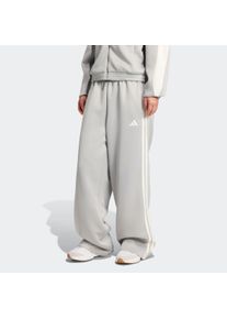 Sporthose adidas Sportswear "STADIUM 3-STREIFEN", Damen, Gr. L, N-Gr, metallicl grau, sanftes wei&szlig;, normal, gr., Obermaterial: 67% Polyester, 33% Baumwolle, Hosen Sporthose