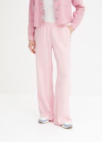 Pantalon palazzo en lin m&eacute;lang&eacute; - rose - taille 38 - lin,viscose - bonprix