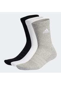 Funktionssocken adidas Performance "CUSHIONED CREW, 3 PAAR", Damen, Gr. XXL (49/51), blau (medium grau heather, wei&szlig;, schwarz), Obermaterial: 62% Baumwolle, 36% Polyester, 1% Elasthan, 1% Nylon, Socken Funktionssocken, Topseller