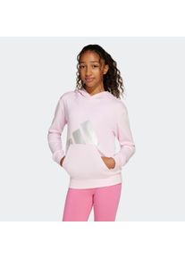 Kapuzensweatshirt adidas Sportswear "SEASONAL ESSENTIALS GLAM COTTON KIDS HOODIE", M&auml;dchen, Gr. 170, pink (clear pink, silber metallic), Obermaterial: 55% Baumwolle, 36% Polyester, 9% Viskose, angesetztes B&uuml;ndchen, Sweatshirts Kapuzensweatshirt