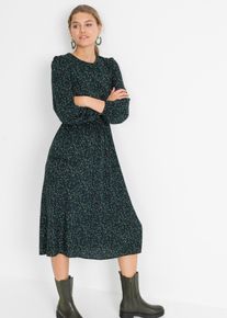 Robe midi &agrave; imprim&eacute; floral - noir - taille 42 - viscose - bonprix