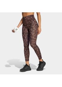 Trainingstights adidas Performance "OPT ESS AOP 7/8", Damen, Gr. S, N-Gr, earth strata, schwarz, normal, gr., Obermaterial: 85% Polyester, 15% Elasthan, 7/8-L&auml;nge, Hosen Trainingstights