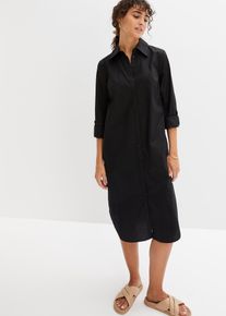 Robe-chemise en popeline de coton - noir - taille 46 avec coton - bonprix