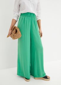 Pantalon palazzo l&eacute;ger et fluide taille haute et confortable long - vert - taille 50 - bonprix