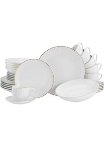 Kombiservice Creatable "Allegra Goldband, Service 30-tlg.", goldfarben, 30, Porzellan, Geschirr-Sets, Kombiservice, Klassisch, Elegant, Von Hand gemalter Goldrand