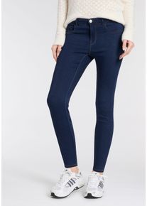 Skinny-fit-Jeans Only "ONLRINA REG WAIST SK BOX DNM", Damen, Gr. S (36), L&auml;nge 28, blau (dunkelblau denim), Denim/Jeans, Obermaterial: 53% Viskose, 29% Baumwolle, 17% Polyester, 1% Elasthan, unifarben, skinny fit lang, Jeans Skinny-fit-Jeans, Viskosemischung, skinny fit