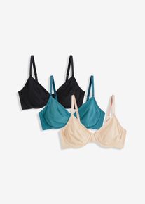 Lot de 3 soutiens-gorge moul&eacute;s &agrave; armatures non rembourr&eacute;s - noir - taille 105B - bonprix