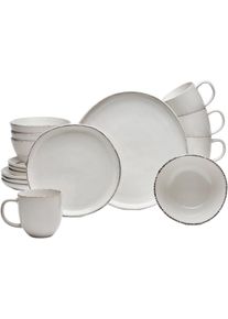 Kombiservice Van Well "Geschirr-Set Urban, 16-teilig", beige (creme), 16 Stk., Steinzeug, Geschirr-Sets, Kombiservice, rund, sp&uuml;lmaschinen- und mikrowellengeeignet