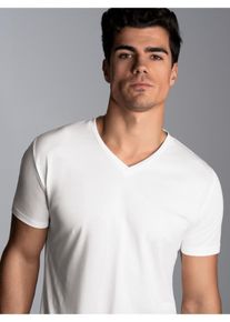 T-Shirt TRIGEMA "TRIGEMA V-Shirt aus 100% Lyocell", Herren, Gr. M, wei&szlig;, Single Jersey, 100% Lyocell, Basic, lang, V-Ausschnitt, Shirts T-Shirt