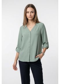 Shirtbluse Only "ONLJANA METTE V-NECK LS SHIRT NOOS WVN", Damen, Gr. XL, jadeite, Web, Obermaterial: 100% Polyester, unifarben, regular fit normal, V-Ausschnitt, mit Aufschlag, Blusen Shirtbluse