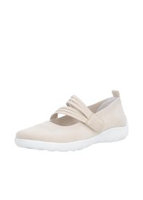 Riemchenballerina Remonte, Damen, Gr. 36, hellbeige, Textil, unifarben, Schuhe Riemchenballerina, Slipper, Schlupfschuh, Sommerschuh, Klettschuh mit Softfu&szlig;bett