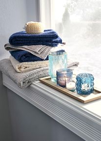 bonprix Tabletă deco cu 4 pahare pentru lum&acirc;nări, albastru, onesize