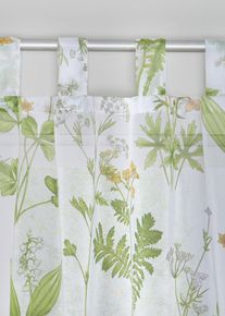 bonprix Perdea cu imprimeu floral (1 buc.), verde, &Icirc;/Lă: 145/144 cm