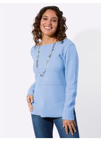 Dames Fleeceshirt met boothals in ijsblauw ,maat 36, WITT, 100% Polyester