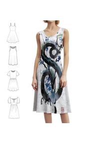 Japanese Blue Night Dragon Ink Wash Women's Streetwear Party Dress Trendy Print Club Clothing For Female Japanese Japan Tattoo