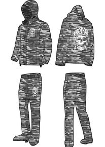 Rokker TRC Camo-Reflective, rain suit 2pcs , color: Light Grey/Grey , size: XXL