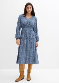 bonprix Midikleid aus flie&szlig;ender Viskose, blau, Viskose