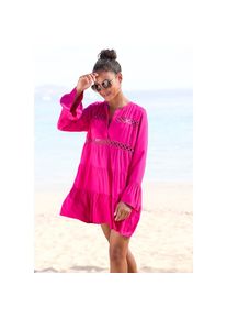 Lascana Longbluse mit Spitzeneins&auml;tzen, Tunika, Blusenkleid, Strandmode pink, Gr&ouml;&szlig;e 36/38