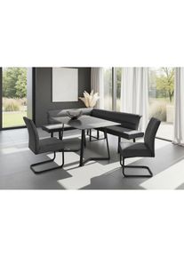 OTTO home Eckbankgruppe &raquo;(Set, 4-tlg. Tisch, Bank und 2 St&uuml;hle), Taschenfederkern&laquo; Tisch (140x90cm) schwarz, Bank und St&uuml;hle anthrazit oder beige
