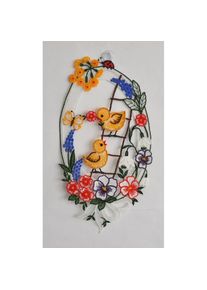 Stickereien Plauen Fensterdekoration &raquo;Fensterbild K&uuml;ken auf Leiter&laquo; Plauener Spitze