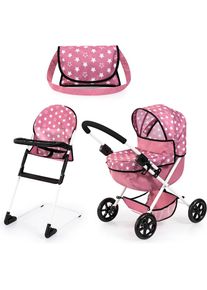 BAYER Puppenwagen &raquo;Cosy Set, altrosa&laquo; mit Puppenhochstuhl und Wickeltasche