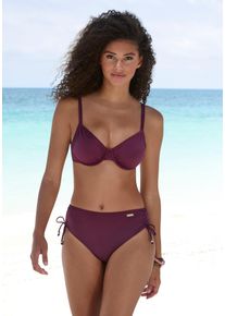 B&uuml;gel-Bikini-Top Lascana "Italy", Damen, Gr. 42, Cup C, rot (bordeaux), Microfaser, Polyamid, unifarben, Bikini-Oberteile B&uuml;gel-Bikini-Top, seitlich zu raffen, Topseller