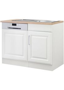 Sp&uuml;lenschrank KOCHSTATION "KS-Stockholm", wei&szlig; (wei&szlig;, wei&szlig;), B:110cm H:85cm T:60cm, Holzwerkstoff, MDF, Schr&auml;nke, Sp&uuml;lenschrank, hochwertige MDF-Fronten