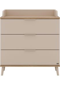 Wickelkommode YUNY BY PAIDI "HAZEL in Beige, 3 Schubladen mit Soft-Close, inkl. Wickelaufsatz", beige (cashmere, beige, eiche, montana, cashmere, beige, eiche, montana), B:94,7cm H:91,4cm T:52,4cm, Holzwerkstoff, Wickelkommoden, Wickelkommode, 95 cm Breite, Kommode mit abnehmbarem Aufsatz, gepr&uuml;fte Sicherheit