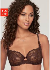 B&uuml;gel-BH Lascana, Damen, Gr. 75, Cup D, braun (schokolade), Spitze, Obermaterial: 90% Polyamid, 10% Elasthan, BHs B&uuml;gel-BH, mit Cut-Out rundherum aus Spitze, sexy Dessous
