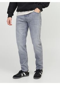 Jack & Jones Tapered-fit-Jeans JACK & JONES "JJIMIKE JJORIGINAL CJ SN", Herren, Gr. 32, L&auml;nge 30, blau (grau denim), Denim/Jeans, Obermaterial: 95% Baumwolle, 3% Elastomultiester, 2% Elasthan, Abriebeffekte, bequem lang, Jeans Tapered-fit-Jeans, mit Five-Pocket-Design